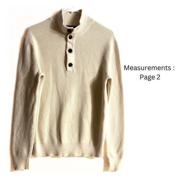 Banana Republic Sweater Sz: S Ivory / Casual Office Academia Waffle Mock-Neck - Picture 1 of 9